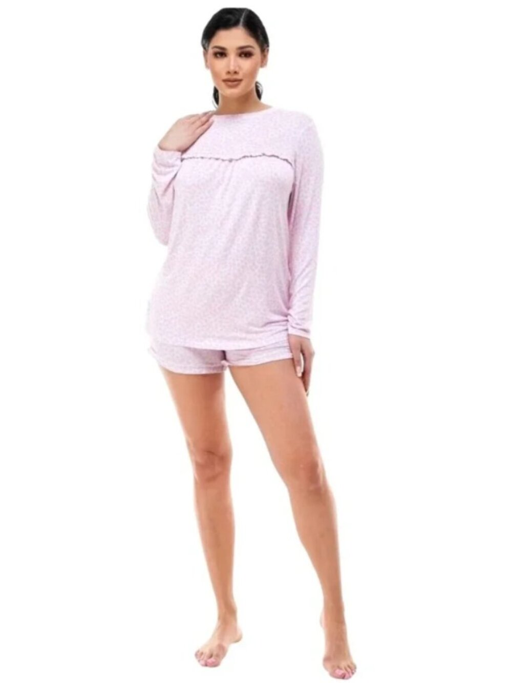Emerson Road 2 Piece Pajama Set Longsleeve Top/Shorts Giraffe Print Small NWT